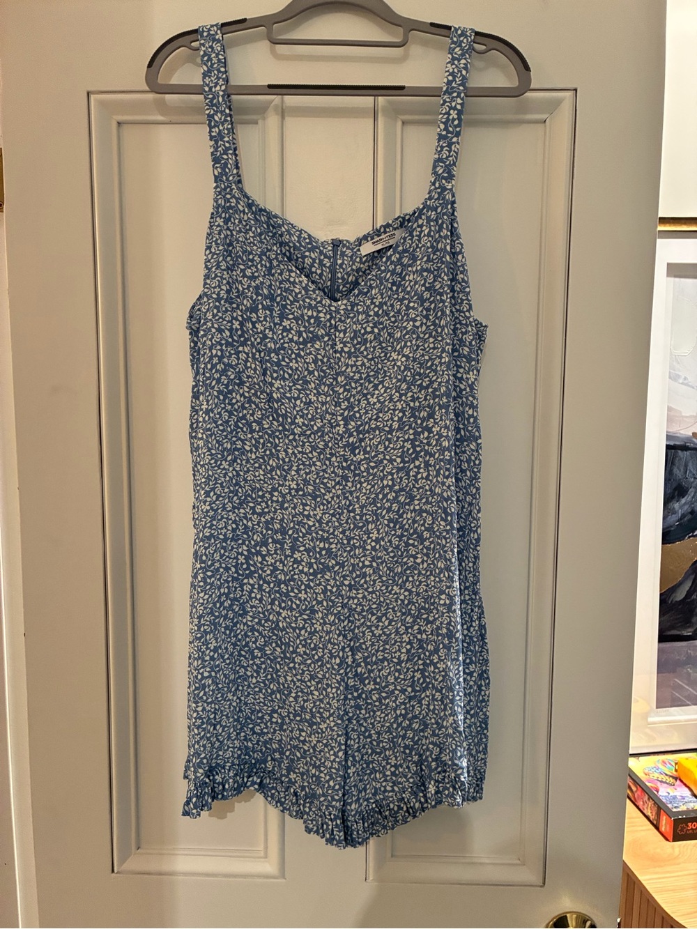Smash + Tess Blue and White Floral Mini Shorts Romper
